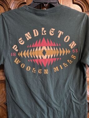 Pendleton Dark Green Short-Sleeve Tee with Red and Gold Graphic